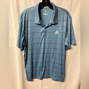 Adidas Men's Striped Blue Polo Shirt